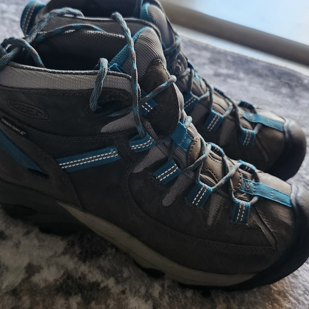 Keen Womens Targhee II Waterproof Gray and Blue Hiking Boots